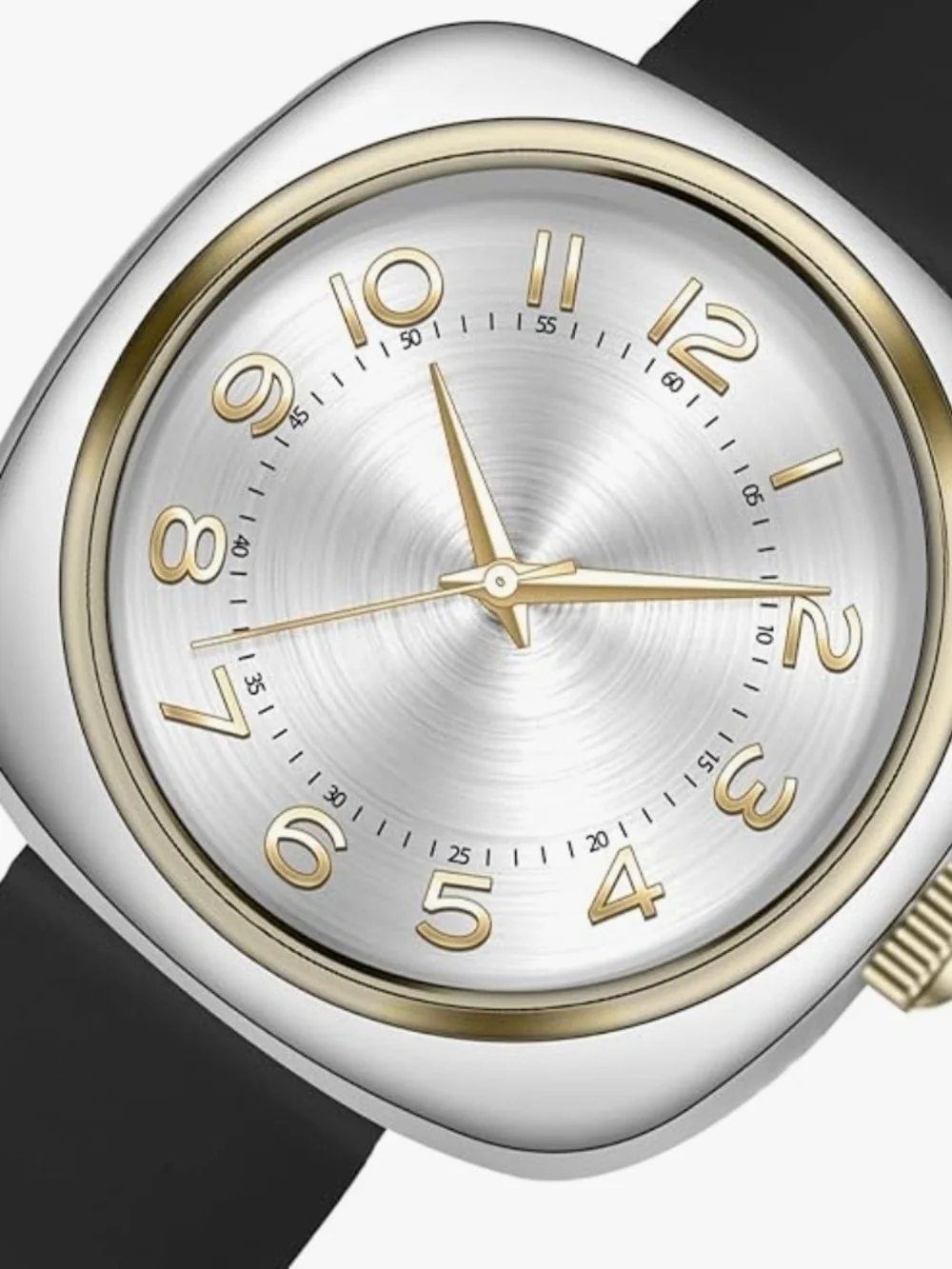 Modern Two-Tone Square Watch with Black Strap